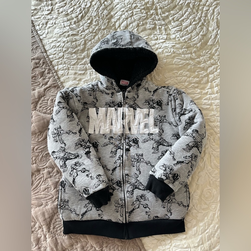Marvel Gray and Black Kids Sherpa Hoodie